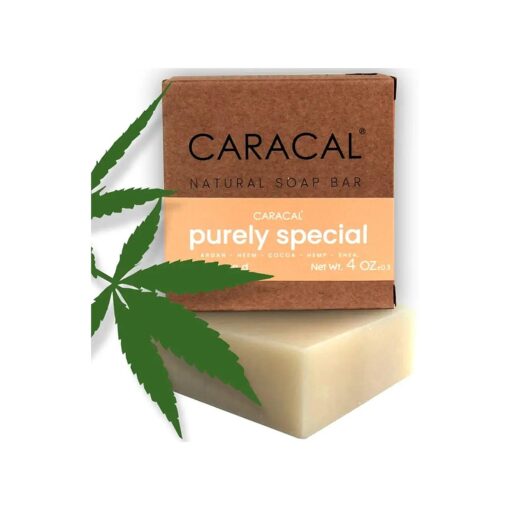 CARACAL Fragrance-Free Hemp Argan Neem Herbal Soap Bar Purely Special - All Natural Olive, Castor Oils, Cocoa & Shea Butter