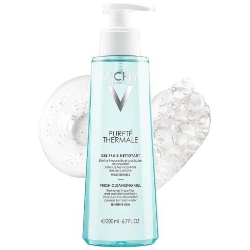 Vichy Purete Thermale Fresh Cleansing Gel, Formulated With Glycerin, Gentle Gel Cleanser & Makeup Remover, Removes Impurities Without Overdrying, Safe For Sensitive Skin & Eyes