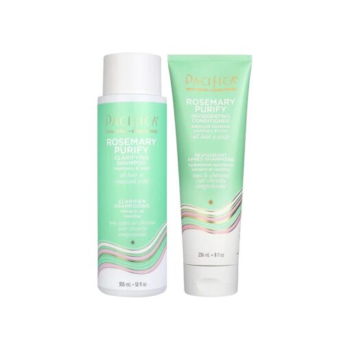 Pacifica Beauty, Rosemary Purify Invigorating Shampoo + Conditioner Set, Cooling Mint, Detox Scalp and Hair From Product Buildup & Excess Oil, Sulfate + Silicone Free, Vegan & Cruelty Free ,