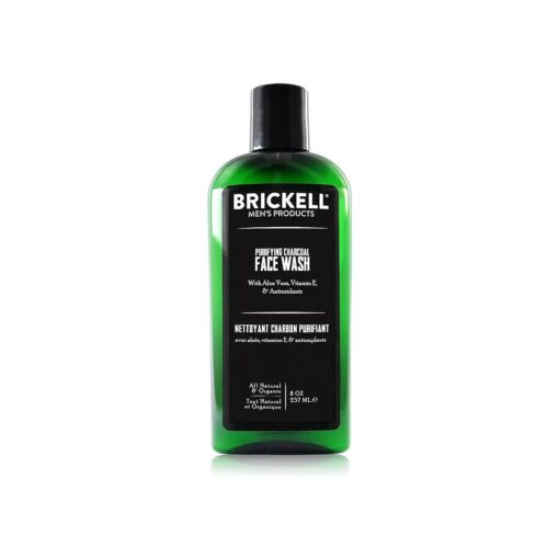 Brickell Men 's Purifying Charcoal Face Wash for Men, Natural and Organic Daily Facial Cleanser, 8 Ounce, Scented