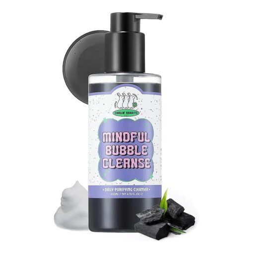 Mindful Bubble Cleanse | Vegan All In One Face to Body Bubble Cleanser | Pore Purifying with Charcoal face wash for mens, For Oily Skin | 200mL/6.76 fl, oz