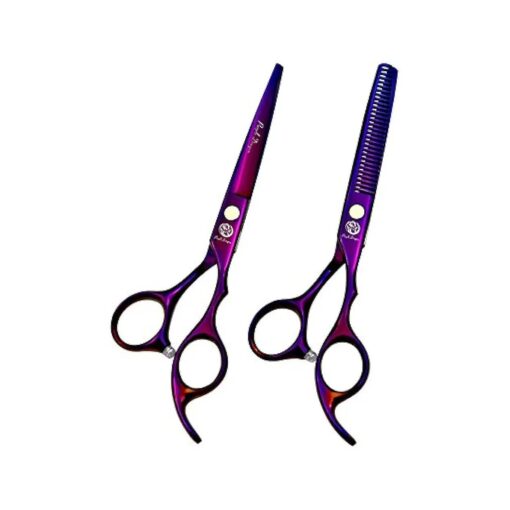 Purple Dragon 6.0 inch Professional Barber Hair Cutting Shears and Salon Thinning Scissors Set