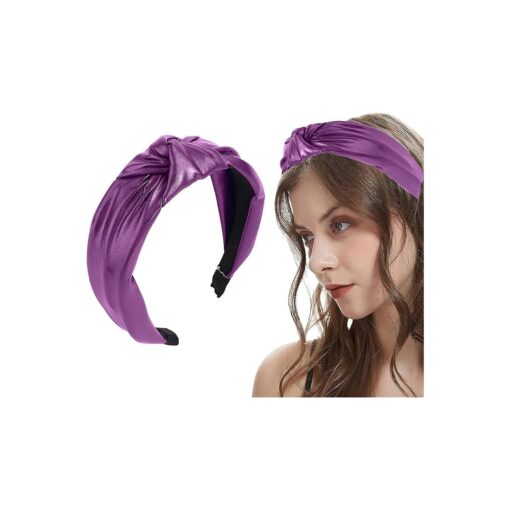 MHDGG Glitter Knotted Headbands for Women,1Pcs Wide Headbands Knot Turban Headband Hair Band for Women Headwear Barrette Styling Tools Accessories, Purple