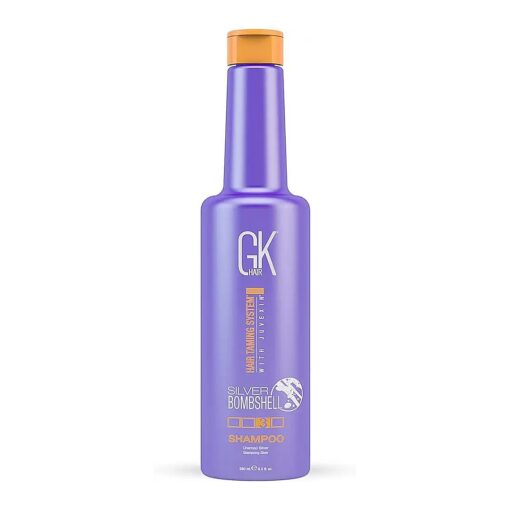 GK HAIR Global Keratin Silver Bombshell Purple Shampoo ( 9.5 Fl Oz/280ml ) For Blonde, Platinum, Ash, Silver & Gray Hair Moisturizes Dry & Damaged Removes Yellow Brassy Tones