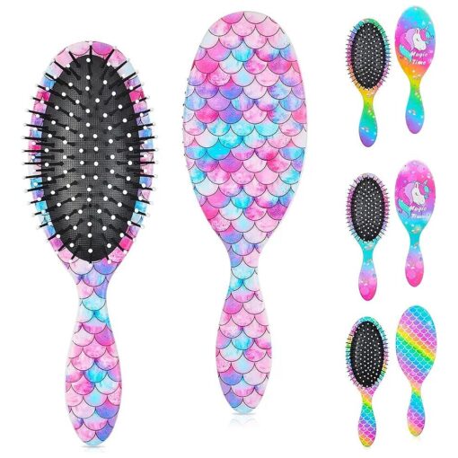 Wet Hair Brushes for Women Kids, rapunzel hair brush, Glide Through Tangles with Ease, Mermaid Hairbrush Designed for Wet, Curly, Short, Thick, Long Hair and All Hair Types ( Purple Mermaid )