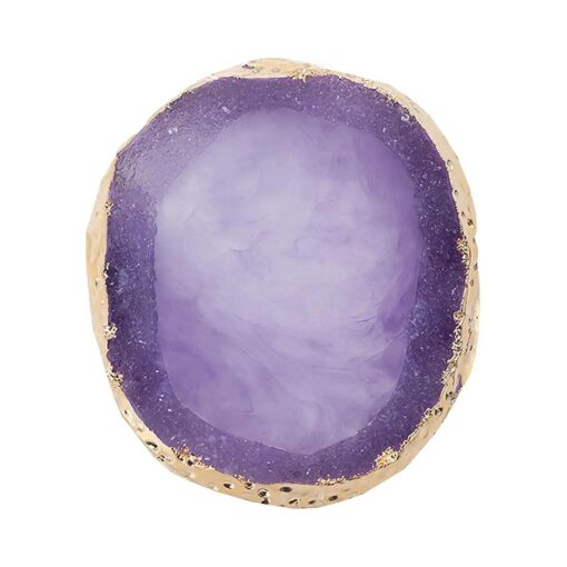 MISUD Resin Nail Art Palette, Golden Edge Paint Drawing Color Palette, Agate Nail Palette Manicure Nail DIY Tool ( Purple )