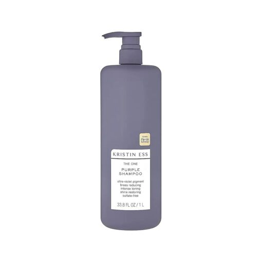 Kristin Ess Hair The One Purple Shampoo - Toning for Blonde Hair, Neutralizes Brass + Yellow Tones, Sulfate Free, 33.8 fl oz