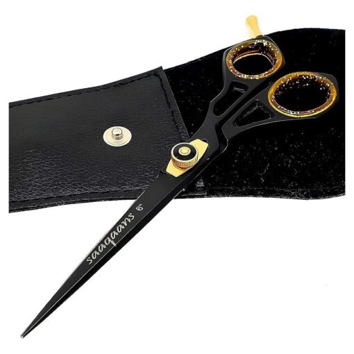 Saaqaans SQR-01 Professional Hairdressing Scissor - Perfect for Hair Salon/Barber/Hairdresser and Home use to Trim your Haircut/Beard/Moustache - Comes with Beautiful Black Pouch/Case