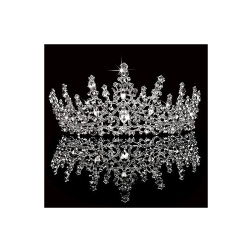 TOBATOBA Silver Wedding Crystal Tiaras and Crowns for Women, Bride Royal Queen Headband Princess Quinceanera Headpieces for Birthday Prom Pageant Party