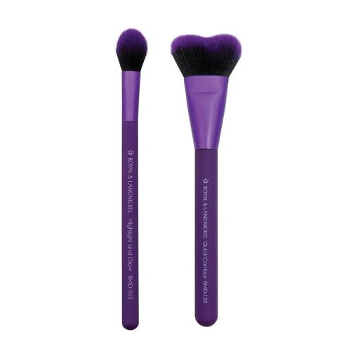 MODA Perfect Pairs Insta-Glow Makeup Kit Includes, Quick Contour and Highlight Brushes, Purple