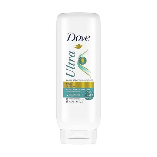 Dove Ultra Daily Moisture Concentrate Conditioner for Dry Hair Moisturizes and Smooths in 30 Seconds, With Fast-Detangle Technology and 2X More Washes 20 oz