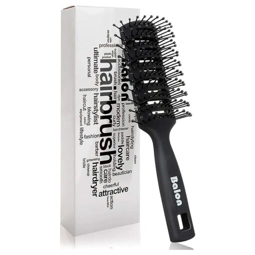 Vent Hair Brush, 11 Row Vented Hairbrush for Men and Women, Vent Brushes With Ball Tipped Bristles for Wet Short Curly Straight Hair Blow Drying Quickly ( Black )