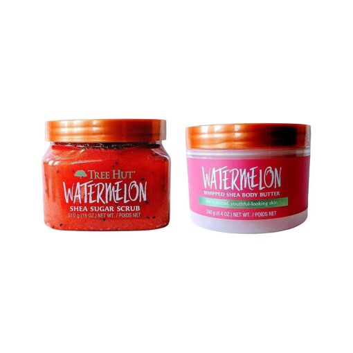 Tree Hut Radiant Skin Watermelon Shea Sugar Scrub Bundled With Watermelon Whipped Shea Body Butter