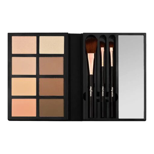 Profusion Cosmetics Radiant Glow Masterpiece Trendsetter 8 Color Contour Palette - Face Powder Highlighter Makeup Kit Brushes with Mirror Included