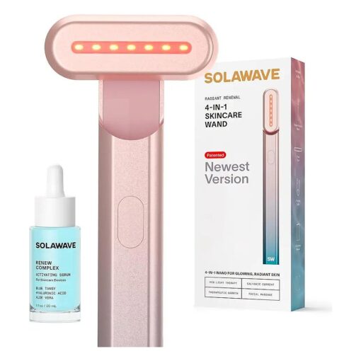 Solawave 4-in-1 Radiant Renewal Wand and Serum Bundle, Face Skincare Wand with Facial Massager, Facial Wand with Renew Complex Serum