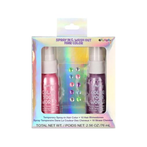 Prettiest Rainbows Temporary Spray on Hair Color and Rhinestone Hair Jewels