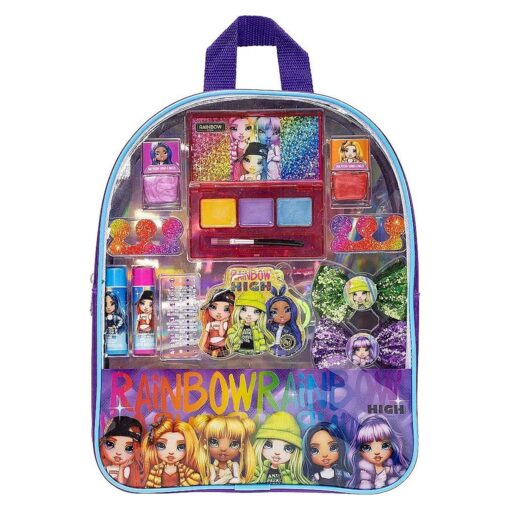 Rainbow High - Townley Girl Cosmetic Makeup Gift Bag Set Includes Lip Gloss, Nail Polish & Hair Accessories for Kids Girls, Ages 3+ Perfect for Parties, Sleepovers and Makeovers