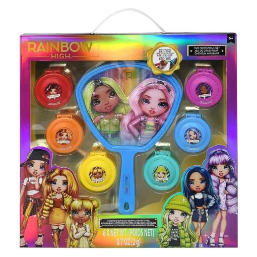 Rainbow High Hair Chalk for Girls, Washable Temporary Hair Color for Kids, 7-Piece Easy to Use Temporary Hair Chalk Colors for Hours of Creative Fun, Fabulous Toy for Girls