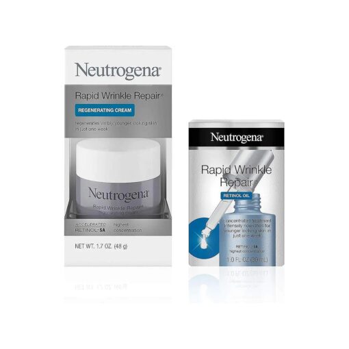 Neutrogena Rapid Wrinkle Repair Face Oil Retinol SA Serum for Face, 1.0 fl, Oz, and Neutrogena Rapid Wrinkle Repair Retinol 1.7 oz 1 ea