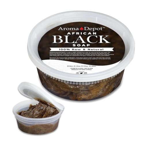 African Black Soap Paste 8 oz 100 % Natural Raw soap for Acne, Eczema, Psoriasis, and Dry Skin Scar Removal Face And Body Wash, Handmade imported from Ghana