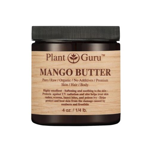 Raw Mango Butter 4 oz 100 % Pure Natural Cold Pressed, Skin Body and Hair Moisturizer, DIY Creams, Balms, Lotions, Soaps, 4 Ounce