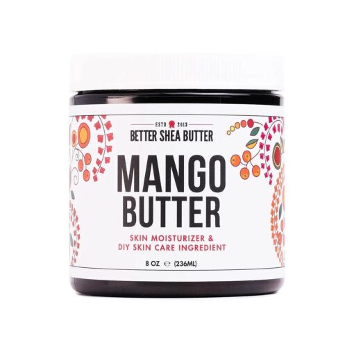 Raw Mango Butter - 100 % Natural Mango Seed Butter - Skin and Hair Moisturizer - Use with Shea in DIY Whipped Body Butter, Mango Body Lotion, Lip Gloss and Soap Making, 8 oz Jar