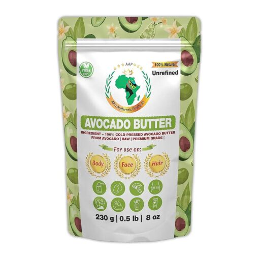 Authentic Raw Avocado Butter | Butter | For DIY Face, Body, Hands | Unrefined | 100 % Pure| Organic from Africa | Resealable Bag | 230g