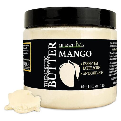 GreenIVe Virgin Mango Butter 100 % Pure Raw Creamy All Natural Skin Moisturizer Unrefined ( 16 Ounce Jar )