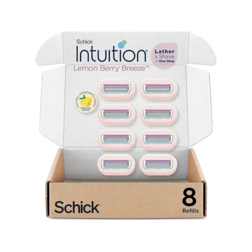 Schick Intuition Refill, Lemon Berry Breeze Razors for Women | Intuition Razor Blades Refill with Organic Lemon, 8 Count Razor Refills