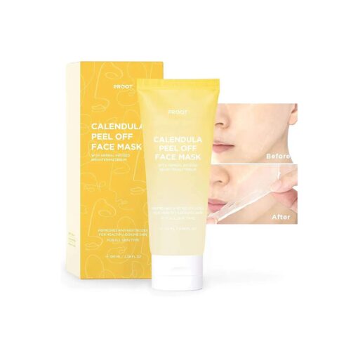 Calendula Peel Off Mask | With Herbal Infused Brightening Serum | Formulated with Real Calendula Flower Leaves and Extracts | Korean Skin Care, Vegan, Cruelty-Free | 3.38 oz