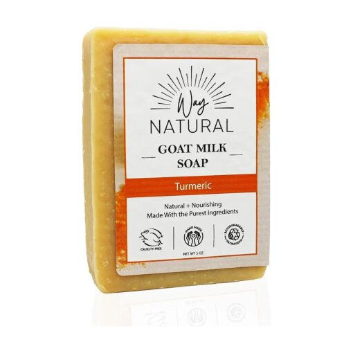 Real Goat Milk Soap Bar, Turmeric - 1 Large ( 5oz ), Premium Clean - Dry Skin Relief, Gentle - Hand/Body Bar Soap, Organic Goat Soap