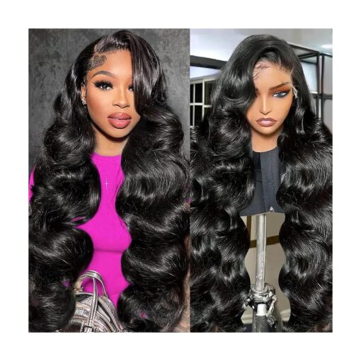 Body Wave Lace Front Wigs Human Hair Pre Plucked 180 % Density HD Lace Frontal Wigs 13x4 Glueless Human Hair Wigs for Black Women With Baby Hair Natural Hairline Body Wave Wig 24inch