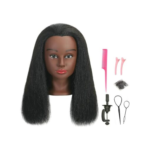 100 % Real Human Hair Mannequin Head with Stand for Hairdresser Practice Braiding Styling Training Manikin Cosmetology Doll Head