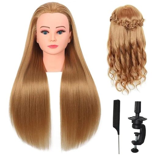 26'-28'Mannequin Head 30 % Human Hair Hairdresser Cosmetology Mannequin Manikin Training Head Hair and Free Clamp Holder