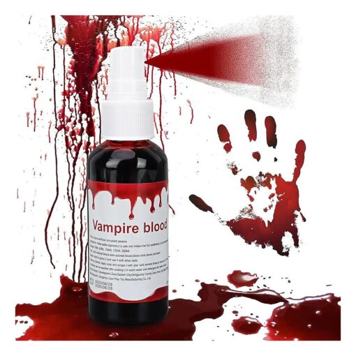 Halloween Fake Blood Spray, Blood Splatter Fake Blood Washable Eye Blood Drops Body Paint, Fake Blood for Clothes and Zombie Monster Vampire Clown Costume Cosplay Makeup ( 2.1 oz )