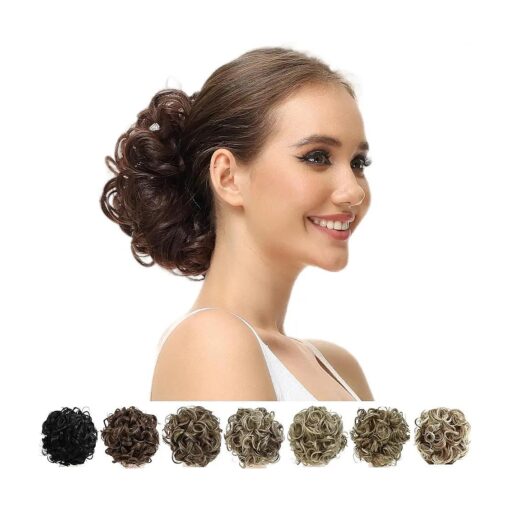 Yamel Messy Bun Scrunchie Chignon Hairpiece Updo Curly Bun Extension Combs in Messy Bun Hair Piece for Women