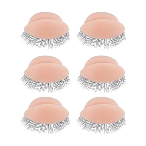 3 Pairs Replacement Eyelids for Mannequin Head Removable Realistic Eyelids with Eyelashes Mannequin Head Eyelids for Eyelash Training Practice Makeup Eyelash Extensions