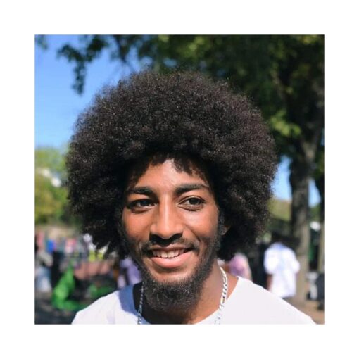 MIMAN Mens Afro Human Hair Wig Short Curly Black Wig Men 's Afro Wig Mens Wigs Short Hair Replacement Wigs for Men 70s 80s Disco Party Cosplay Costume Wigs