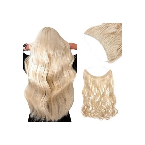 Invisible Secret Hidden Wire Clip in Hair Extensions 20-24 Inches Long Straight Wavy Curly Synthetic Hairpieces Miracle Translucent Fish Line Black Blonde Brown Ombre