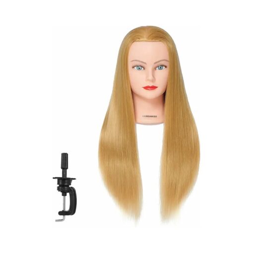 Training Head 26" -28" Mannequin Head Synthetic Fiber Cosmetology Doll Head Hair Styling Manikin Braiding Head Hairdresser Training Model for Cutting Braiding Practice with Clamp ( 92018W2720 )