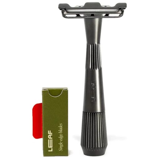 Leaf Shave | Thorn Razor, Black - Eco-Friendly Razor for Men & Women, Single-Blade Safety Razor with Stainless Steel Blades, Recommended for Face Shavers with Coarser Hair