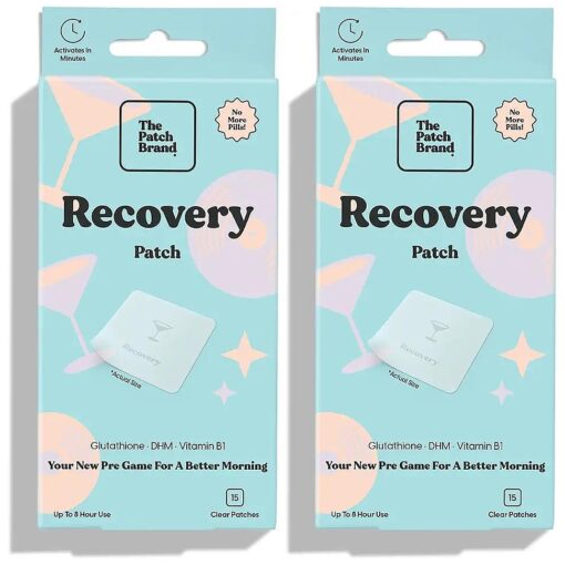 The Patch Brand Recovery Patches | Supports Morning After with Vitamin B1, DHM, Glutathione | Party & Travel Must Haves | Long Lasting Water Resistant Patches