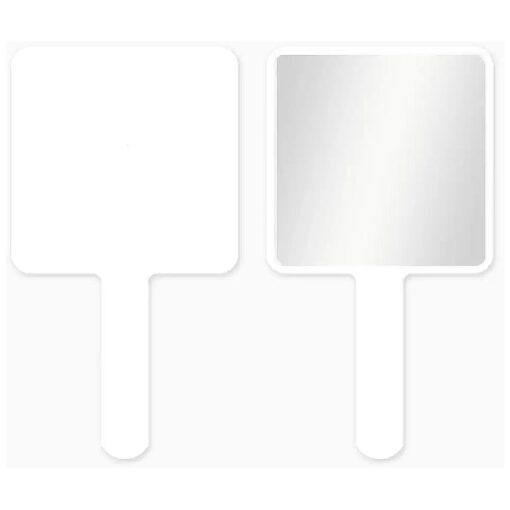 Rectangle Handheld Mirror Hand Mirror Travel Handheld Mirror Cosmetic Mirror with Handle ( White )