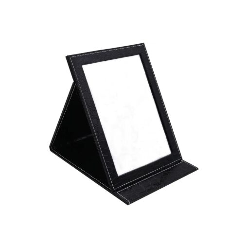 Portable Folding Vanity Mirror for Bedroom Cosmetic Dresser, Makeup Mirror with Leather Cushioned Cover for Travel