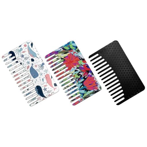 Wallet Sized Hair & Travel Comb - Wide Tooth - Mixed Plastic 3-Pack