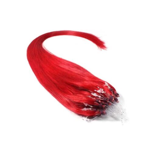 25 Strands 22" Easy Micro Loop Links Ring Beads100 % Human Hair Extensions 1 g Each ( # Red )