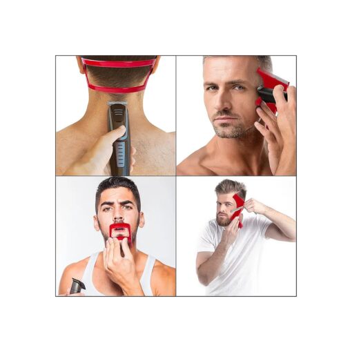 Beard Shaping and Haircut Tool Kit, Includes Beard Guide Shaping Template Tools, Hairline Template Stencil, Mustache Edge Shaving Template, Hairline Shaping Tool Beard Stencil ( Red )