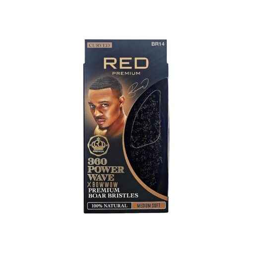 RED by KISS 360 Power Wave X Bow Wow Curved Palm Boar Brush 100 % Natural Medium Soft Bristles