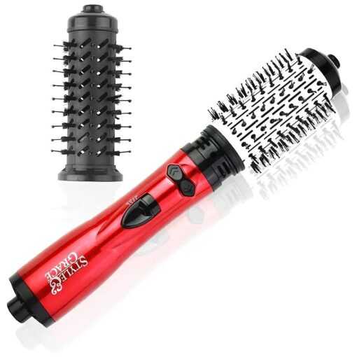 Hot Air Brush Styler and Dryer, Rotating Hair Dryer Brush for Salon at Home,2-in-1 Electric Rotating Hair Curlyer Comb for Stylish Vibrant Curly Hair ( Red ) ...