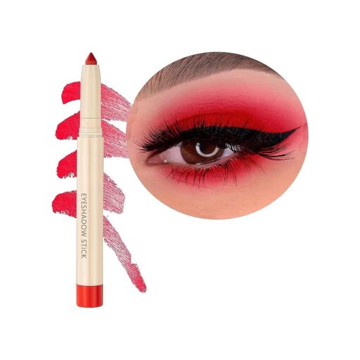 Matte Eyeshadow Stick Red, Smooth Cream Eyeshadow Pencil, Makeup Waterproof Long Lasting Eye Shadow Stick, High Pigment Hypoallergenic Highlighter Stick Create Multi-Dimensional Eyes Look ( 06 # Red )